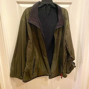 XL Reversible Green Nylon/Black Fleece Mens Jacket